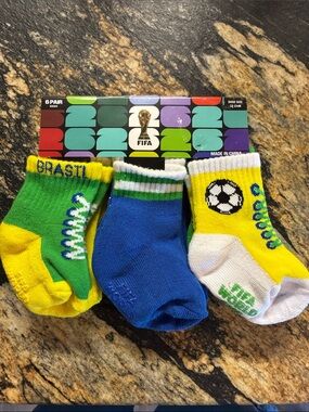 Kids 6 Pack FIFA Brasil Soccer Socks - 12-24 mos NWT